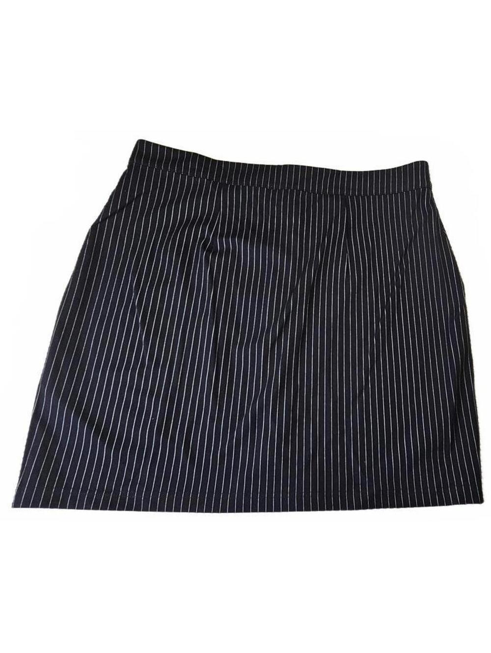 Black Pinstripe Women's 2XL Pencil Mini Skirt Office Formal Party